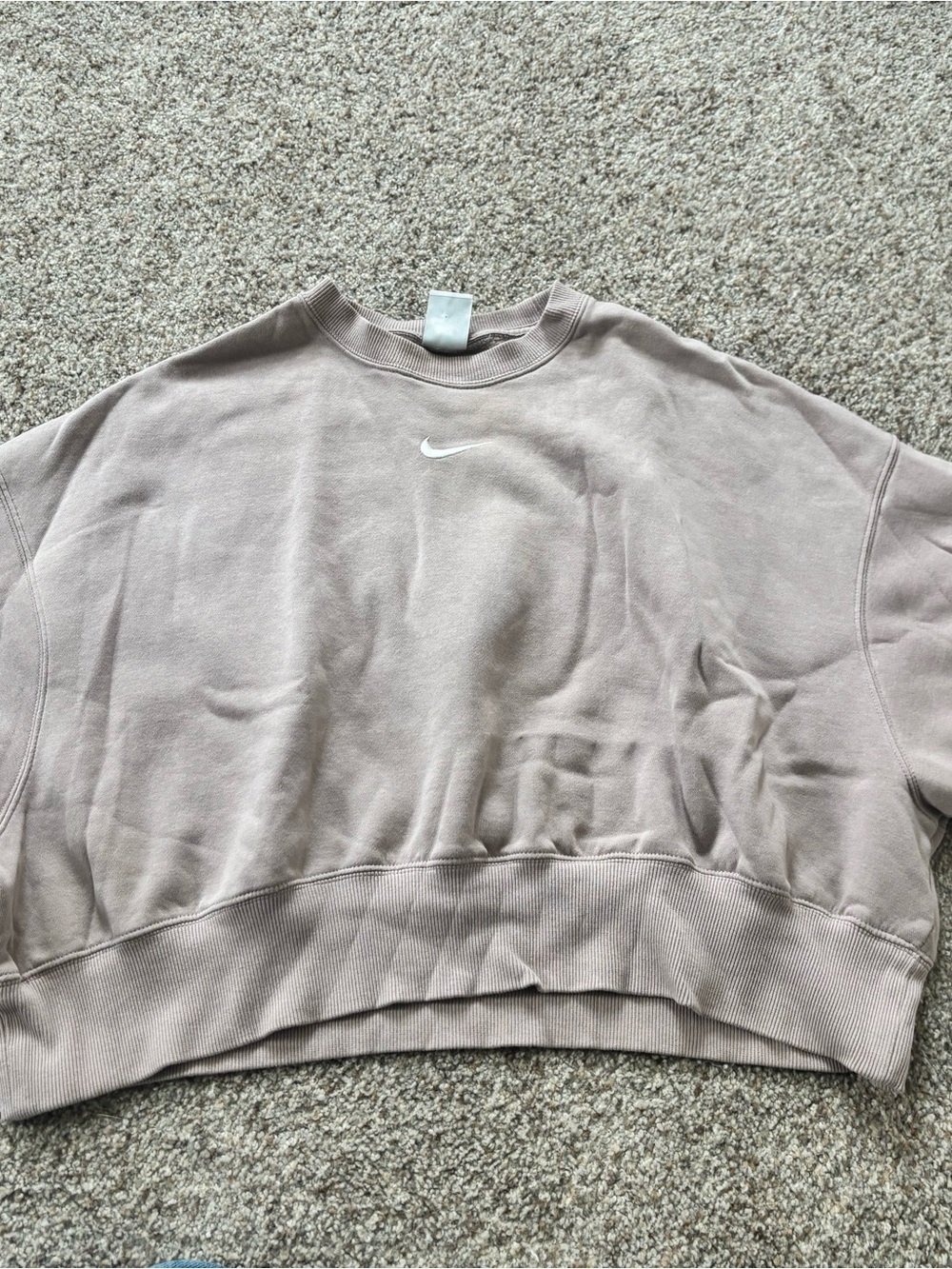 Nike Cropped Crewneck Sweatshirt in Taupe